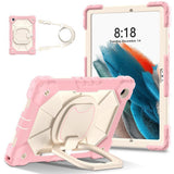 360 Rotating Stand Case for Samsung Tab A11 Plus A9 Plus with Strap Rose Gold