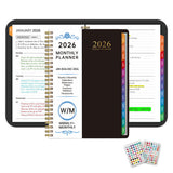 2026 Weekly and Monthly Planner Calendar Notebook with Stickers Black
