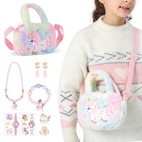 Cute Unicorn Sling Bag Set for Girls Rainbow Crossbody Bag Dress Up Accessories Style 2