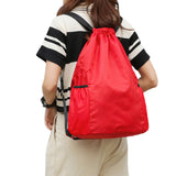 Sports Drawstring Backpack with 2 Pockets Large-Capacity Basketball Bag Red