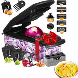 Vegetable Chopper with Container for Salad Prep Black