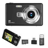 4K HD 1080P Digital Camera Retro Video Camera for Kids Beginners with 32GB TF Card Black