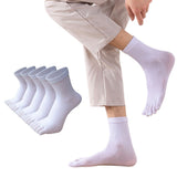 5 Pairs of Mens Breathable Five Toe Socks White