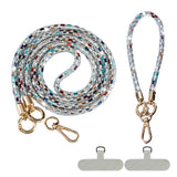 Rhinestone Crossbody Phone Lanyard with Wrist Strap Locking Clips Multicolor