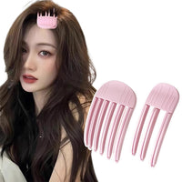 2Pcs Set Hair Volume Clip for Fluffy Bangs Easy High Crown Volume Comb for Natural Voluminous Look Pink