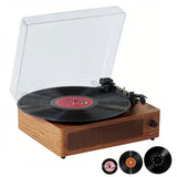Portable Retro Bluetooth Vinyl Record Player with Built-in Speakers Walnut