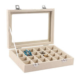 Velvet Jewelry Organizer Case for Rings Earrings Beige