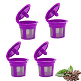 4 PCS Refillable Coffee Pods Compatible with Keurig K Cup Machines Purple