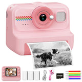 Printing Camera Instant Print 1080P Selfie Digital Camera with 64GB Card - Pink