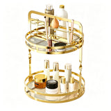 2-Tier Rotating Makeup Organizer Perfume Organizer for Dresser Bathroom Organizers Gold