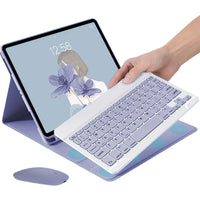 Wireless Bluetooth Keyboard with Keyboard Case and Mouse Compatible with iPad 11 (A16) 2025 And 10th 10.9(2022) Purple
