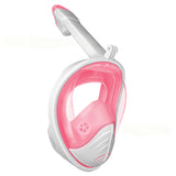 Full Face Snorkel Mask – 180 Degree Panoramic View Anti-Fog & Leak-Proof Design White Pink