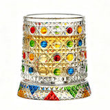 270ml Spinning Whiskey Tumbler Hand Painted Glass for Home Bar Style 1