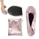 Foldable Women's Indoor Ballet Flats Roll-Up Dance Shoes Pink