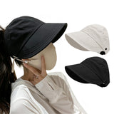 2PCS Wide Brim Quick Dry Foldable Sun Hat with Ponytail Opening and Hook