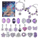 Advent Calendar Charm Bracelets for Girls – 24-Day Xmas Countdown Calendar Purple