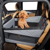 Large Dog Auto Seat with Hard Base and Back Seat Extender for Pets Grey