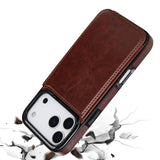 Flip Leather Wallet Case Shockproof Cover for iPhone 17 Series Dark Brown
