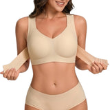 Seamless Front Closure Bra Wireless Full Coverage Cross Back Women Nude