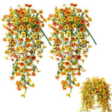 2Pcs Artificial Flowers for Outdoors Decorations Summer Fake Hanging Floral Decoration Orange-Yellow
