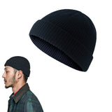 Unisex Mini Fisherman Beanie Winter Spring Hat Knitted Cap Black