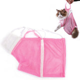 Mesh Cat Grooming Bag Breathable Bathing Restraint for Nail Trimming Pink