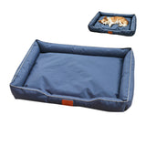 Square Cat Dog Pet Bed Oxford Fabric Raised Edge for Sofa Use Navy Blue
