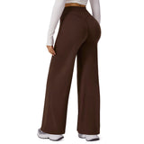 High-Waist Micro Flare Straight Leg Yoga Pants for Workout Brown