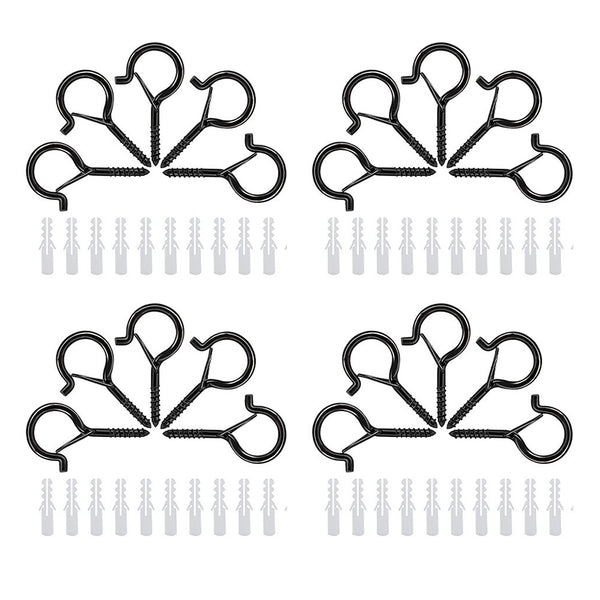 20PCS Q Hanger Hooks with Safety Buckle – Windproof Screw Hooks for Hanging Outdoor Lights & Plants S