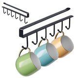 No-Drill Metal Hanging Rack – 6-Hook Organizer for Cabinets & Closets Black