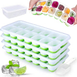 Large Capacity Ice Cube Tray Set with Storage Bin and Scoop Green