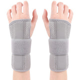 Pair of Adjustable Tunnel Wrist Brace Night Support Hand Brace with Splints Gray