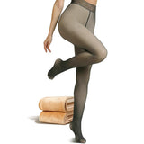 Women Winter Tights Pantyhose Trendy Fake Translucent Warm Stockings High Waisted Fleece Thick Leggings Gray