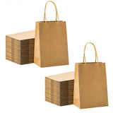 100 PCS Brown Kraft Paper Gift Shopping Bags with Handles for DIY