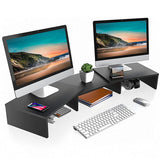 Dual Monitor Stand Riser Adjustable Desk Stand for iMac Laptop & Books Black