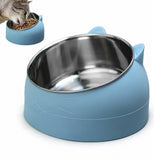 400ml Stainless Steel Tilted Pet Bowl – Non-Slip Raised Feeder for Cats & Dogs Blue