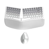 Wireless Keyboard and Mouse Combo 2.4G Full Size Wave Keys  for Windows Desktop Gray-White Gradient