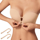 Women Push Up Bra Front Closure Wireless Seamless Convertible Nude