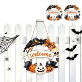 2 PCS Engineered Wood Halloween Ghost Pumpkin Hanging Door Signs Style 2