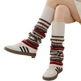 1 Pair Winter Multicoloured Socks Women Leg Warmer Gifts White