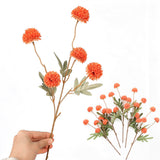 5 PCS Stem Cloth Dandelion Ball Artificial Flowers with Bendable Stems Orange