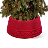 Chunky Cable Knit Christmas Tree Skirt for Artificial Trees Decoration Red