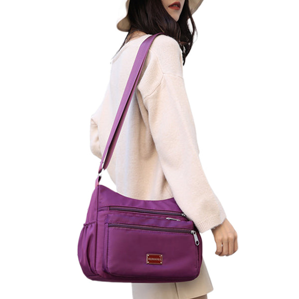 Women Shoulder Handbag Multi-Pocket Crossbody Purse Fashion Satchel Purple