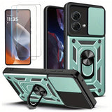 Case and Tempered Glass Screen Protector Set Compatible With Moto G86 Power Dark Green