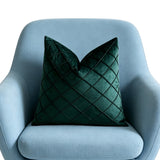 Velvet Cushion Cover Rhombus Pleated for Bedroom Sofa Window Seat Green