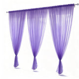 3 Piece Sheer Rod Pocket Curtains Polyester for Room Divider Purple