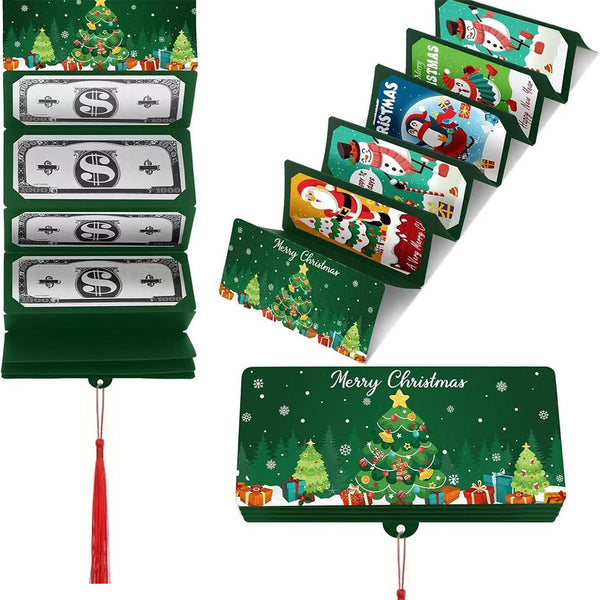 10-Slot Foldable Christmas Red Envelope Holder with Gold Foil Stamping – Holiday Money Gift Envelope Organizer Green