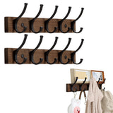 2PCS Wooden Coat Rack Wall Mount Rustic Coat Hanger Hooks with Double Hooks for Entryway Bedroom