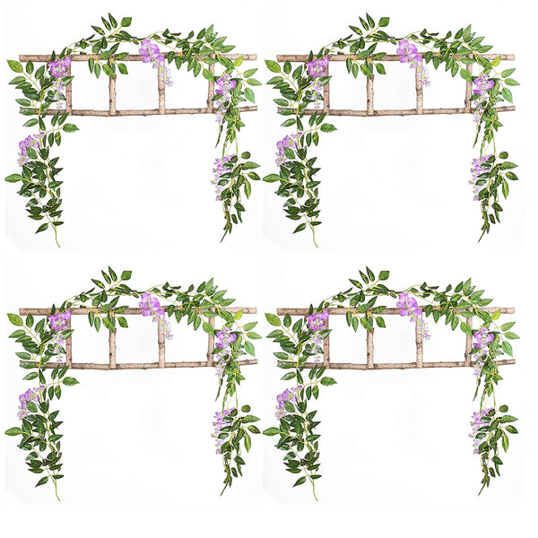 4PCS Artificial Silk Wisteria Vine Hanging Garlands 1.8m for Home & Garden Decoration Purple