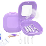 Retainer Case with Mirror and Removal Tool for Mouth Guard Storage Purple